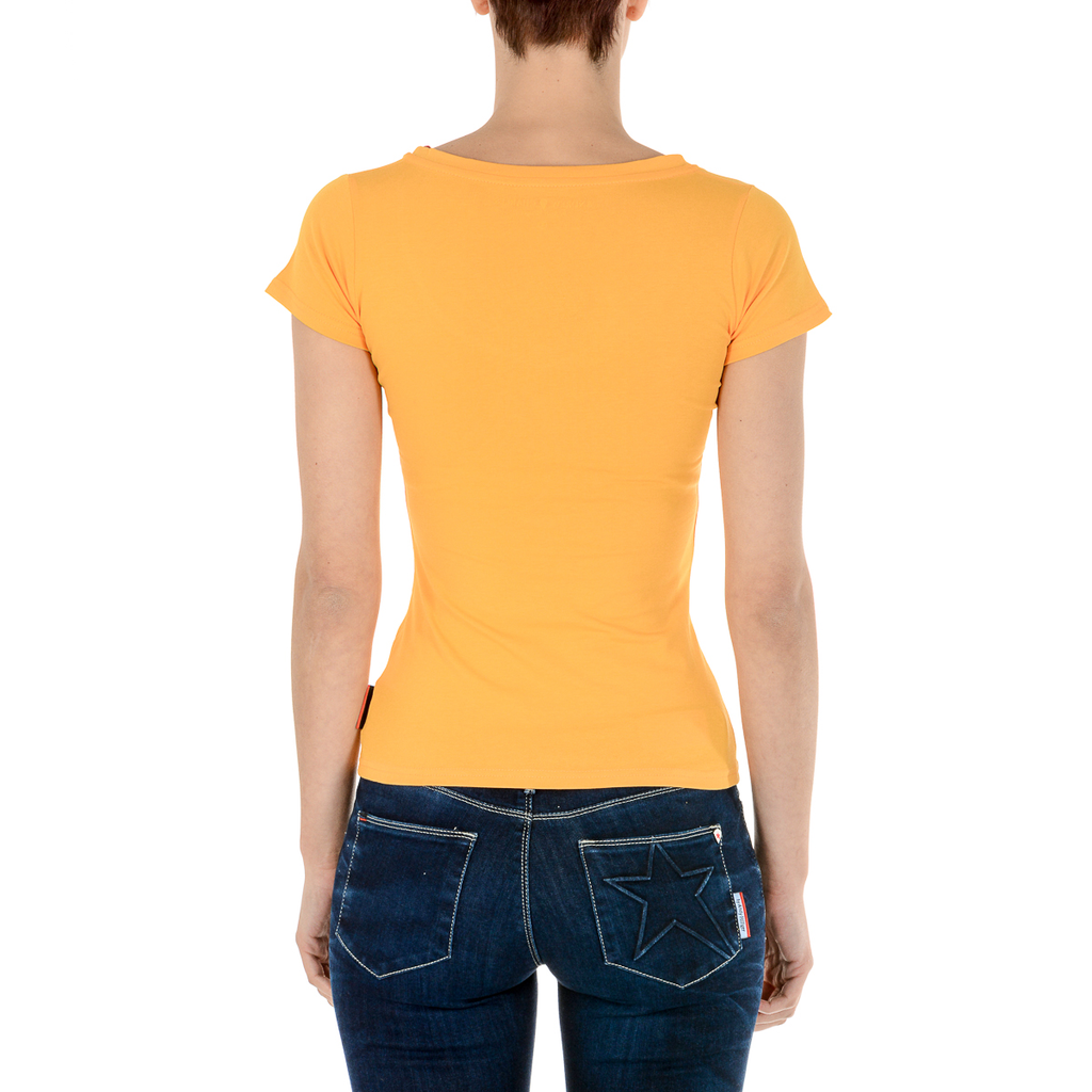 Andrew Charles T-shirt da donna a maniche corte con scollo a V gialla TAPIWA