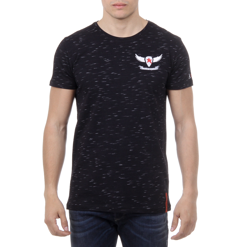 Andrew Charles T-shirt da uomo a maniche corte con scollo tondo nera DYLAN