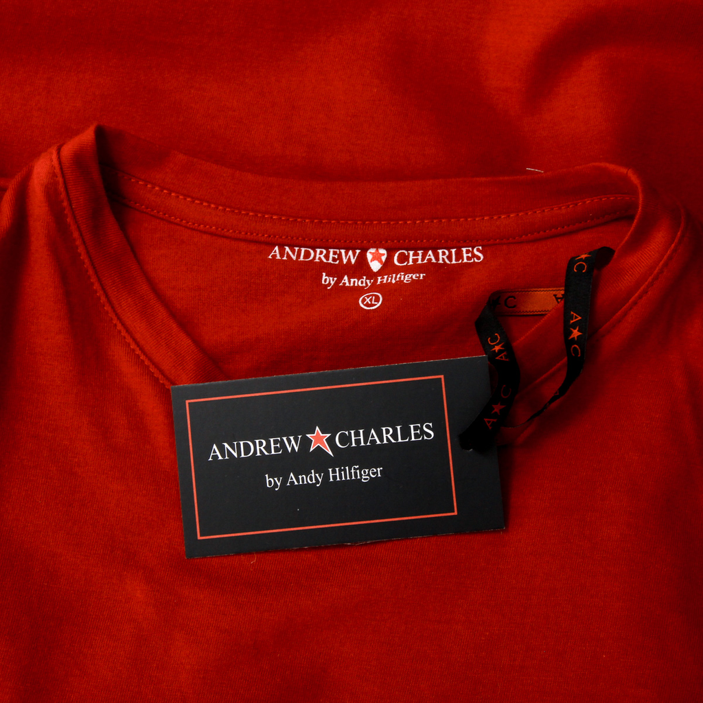 Andrew Charles Maglietta da uomo a maniche corte con scollo rotondo, rossa KEITA
