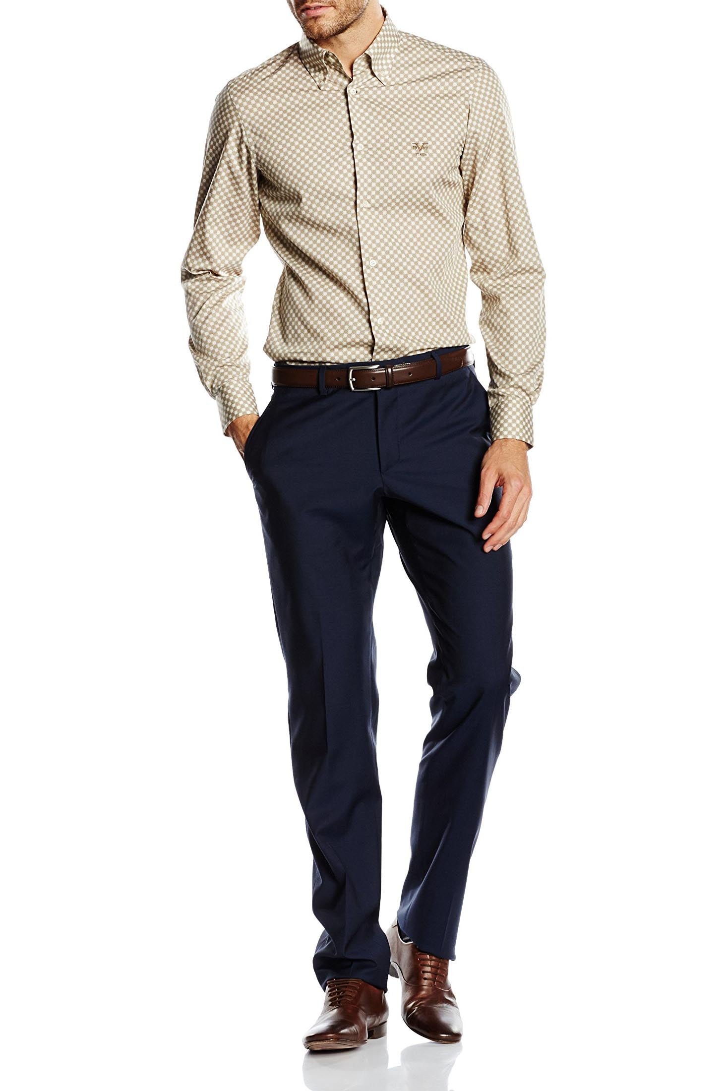 Camicia da uomo slim fit con bottoni e collo alto V 1969 Italia SBD30