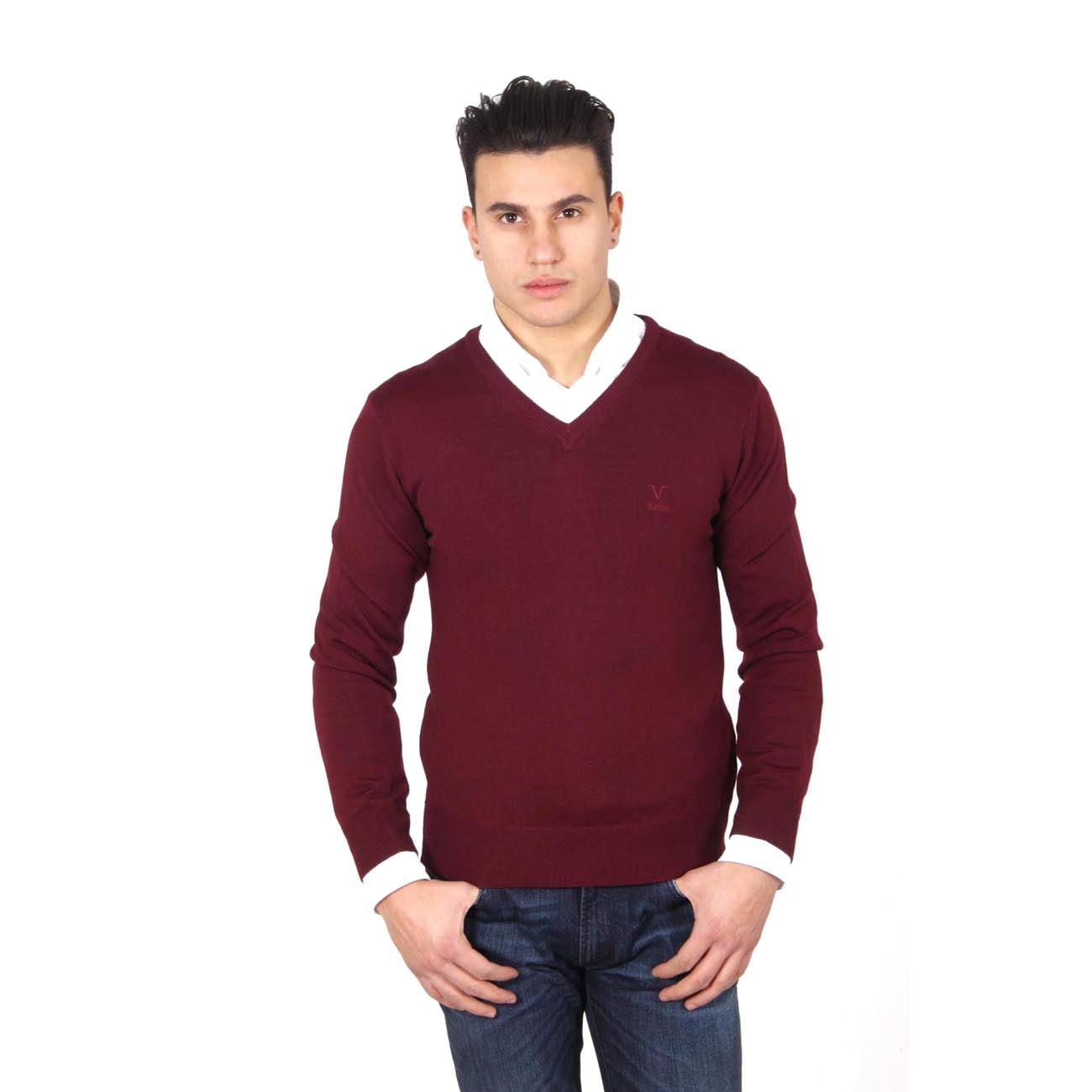 Maglione uomo scollo a V V 1969 Italia 9801 SCOLLO V BORDEAUX