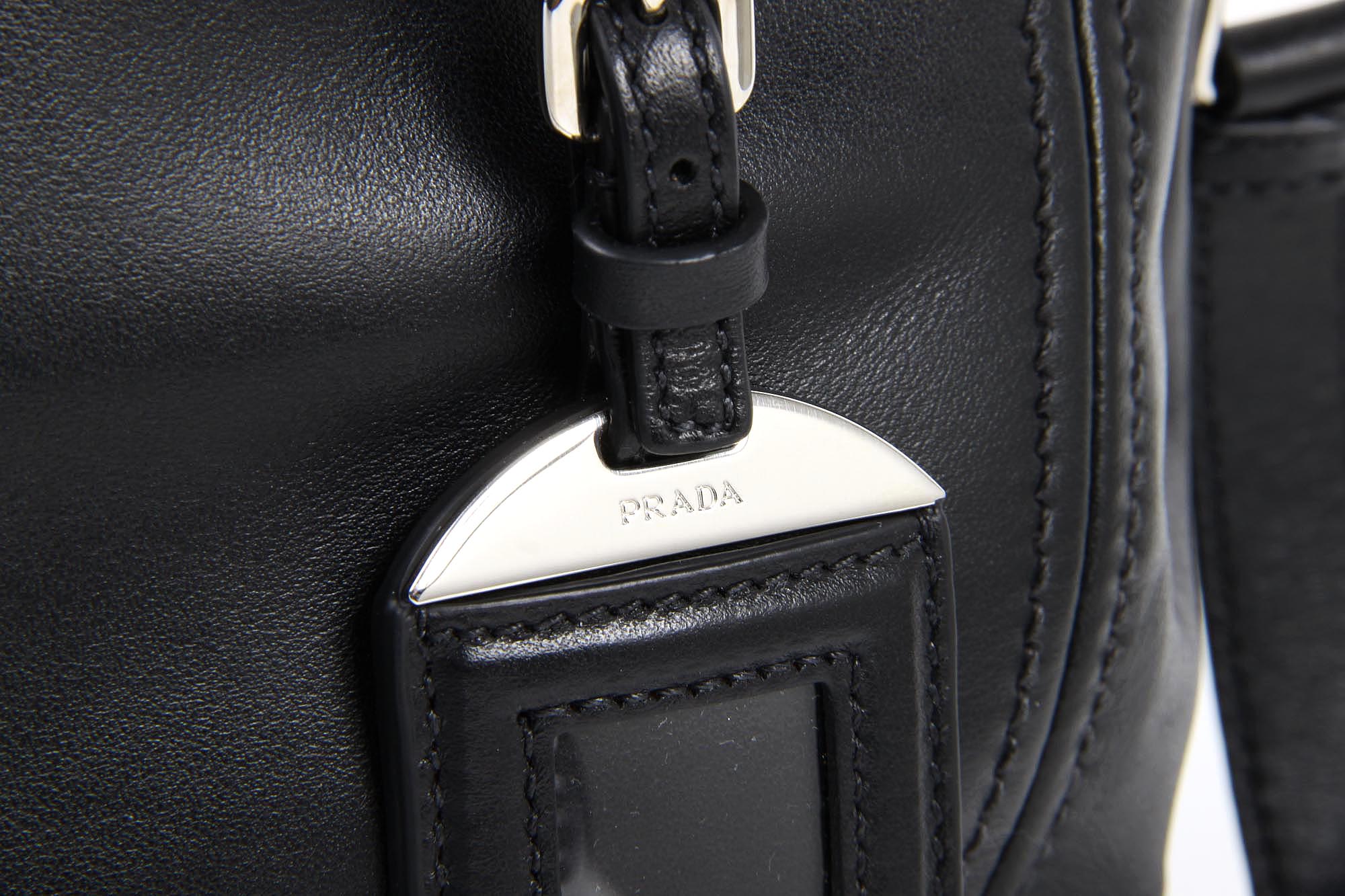 Borsa shopping tote Prada BN2866 Nero Soft Calf