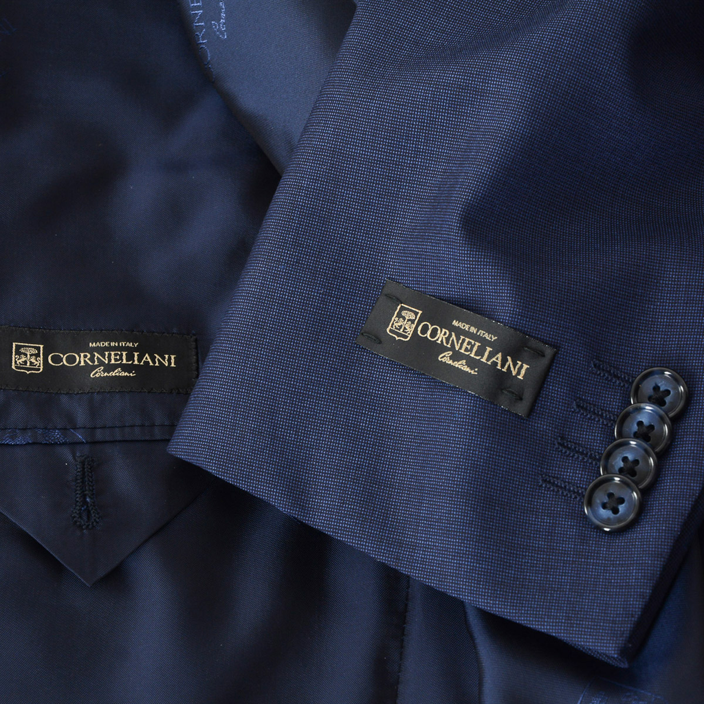 Abito da uomo Corneliani maniche lunghe blu Super 110's