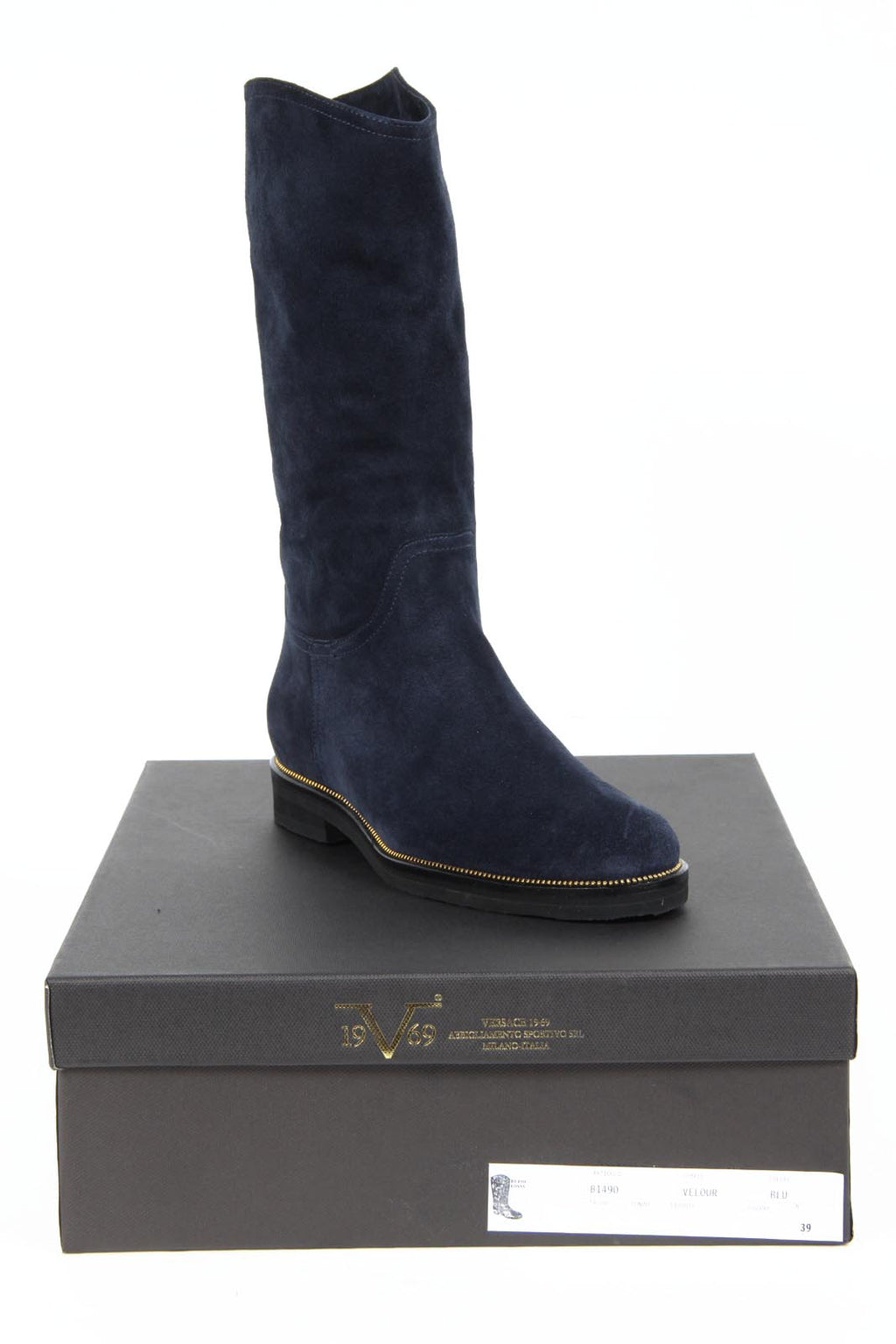 V 1969 Italia Stivali da donna B1490 VELOUR BLU