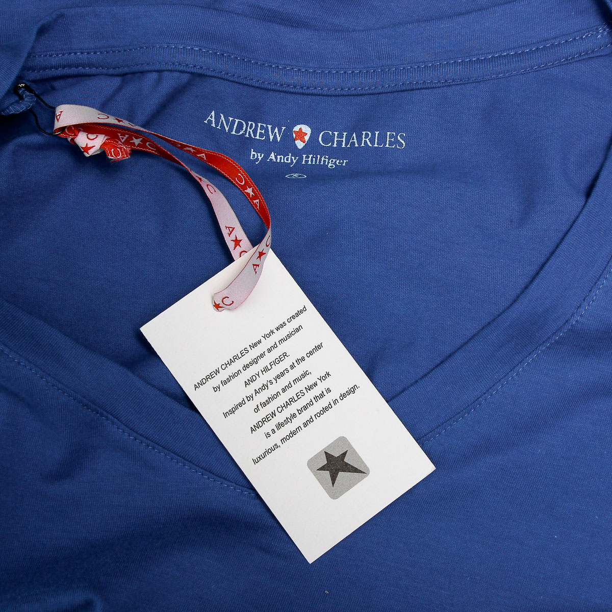 Andrew Charles T-shirt da donna a maniche corte con scollo a V blu TAPIWA