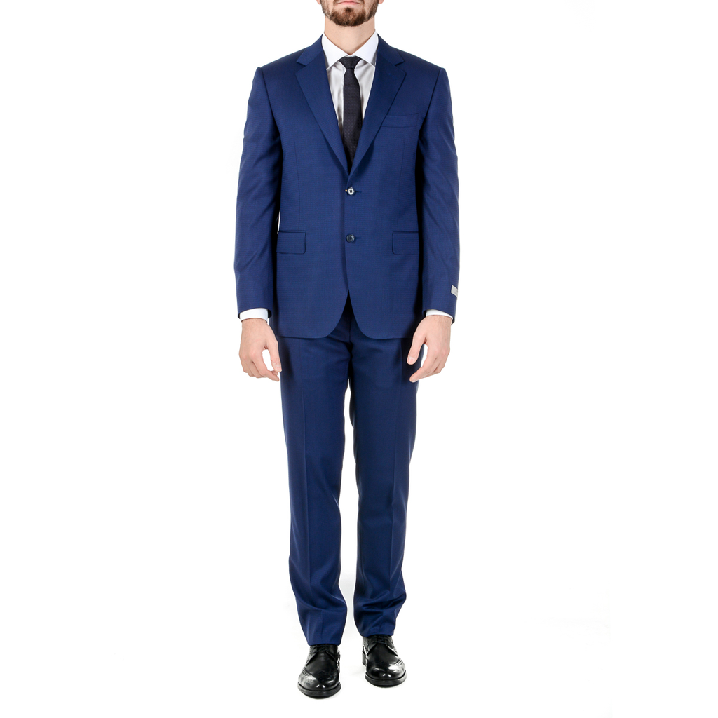 Canali Abito da uomo a maniche lunghe blu da viaggio Natural Comfort