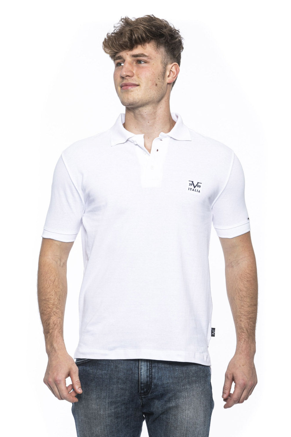 Polo Uomo 19V69 Italia Bianca RICAMO BIANCO