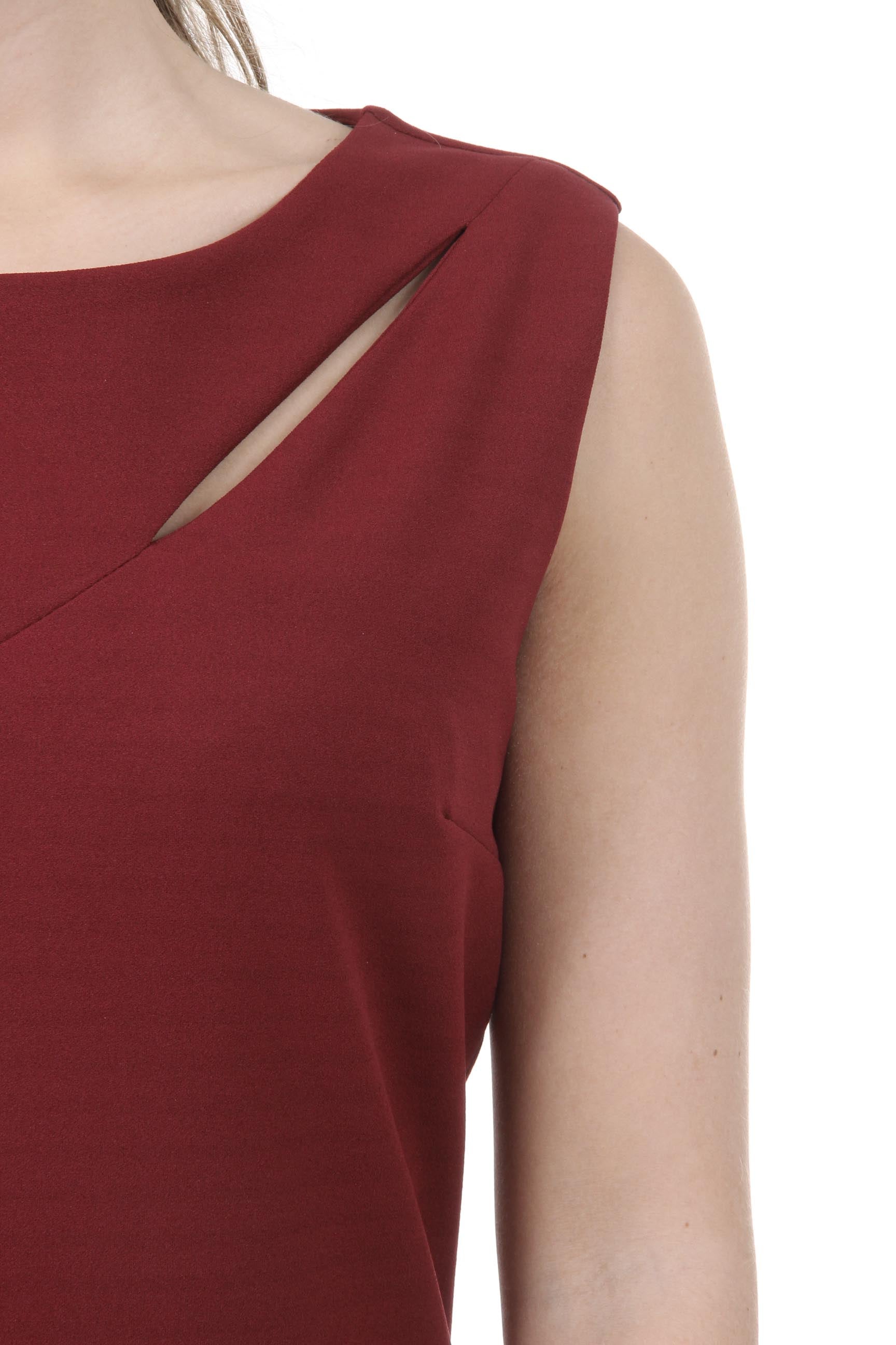V 1969 Italia Abito da donna ABITO VARDY TESS. SCUBA CREPE BORDEAUX