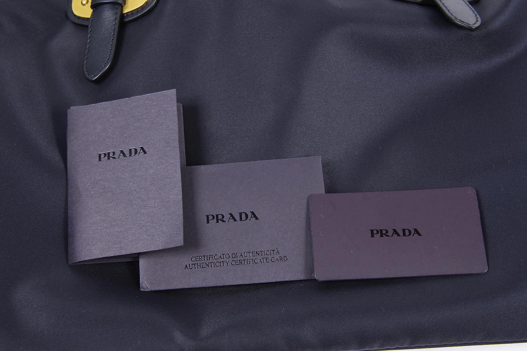 Borsa tote Prada BN1902 Blu Tessuto Soft Calf
