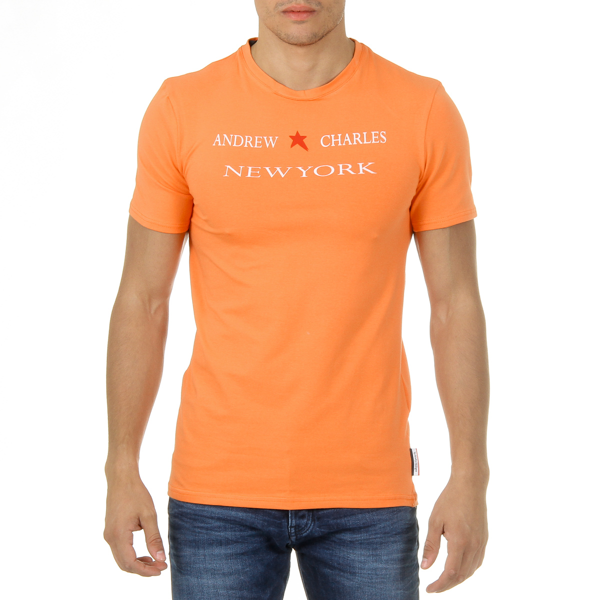 Andrew Charles T-shirt da uomo a maniche corte con scollo rotondo arancione KEITA