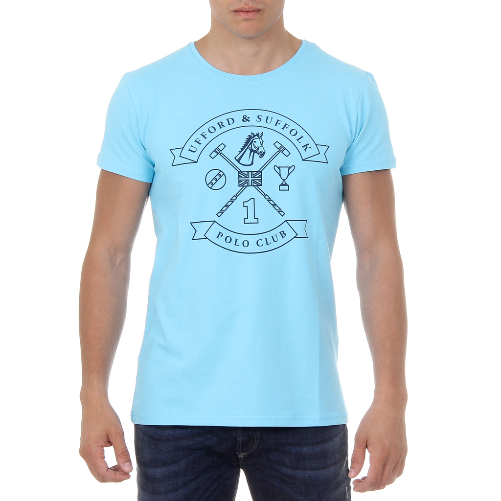 T-shirt da uomo Ufford & Suffolk Polo Club a maniche corte con scollo rotondo US027 BLU