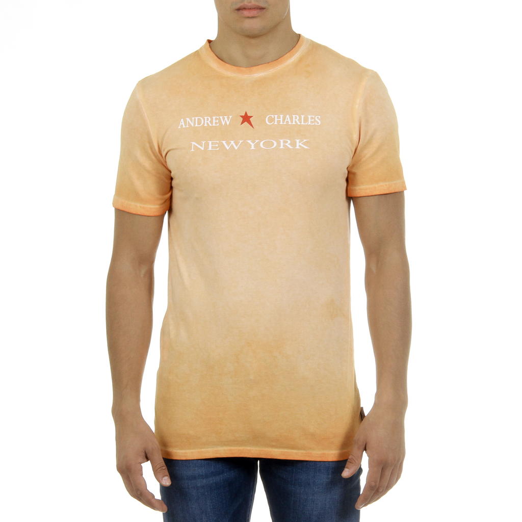 Andrew Charles T-shirt da uomo a maniche corte con scollo rotondo arancione KARITA