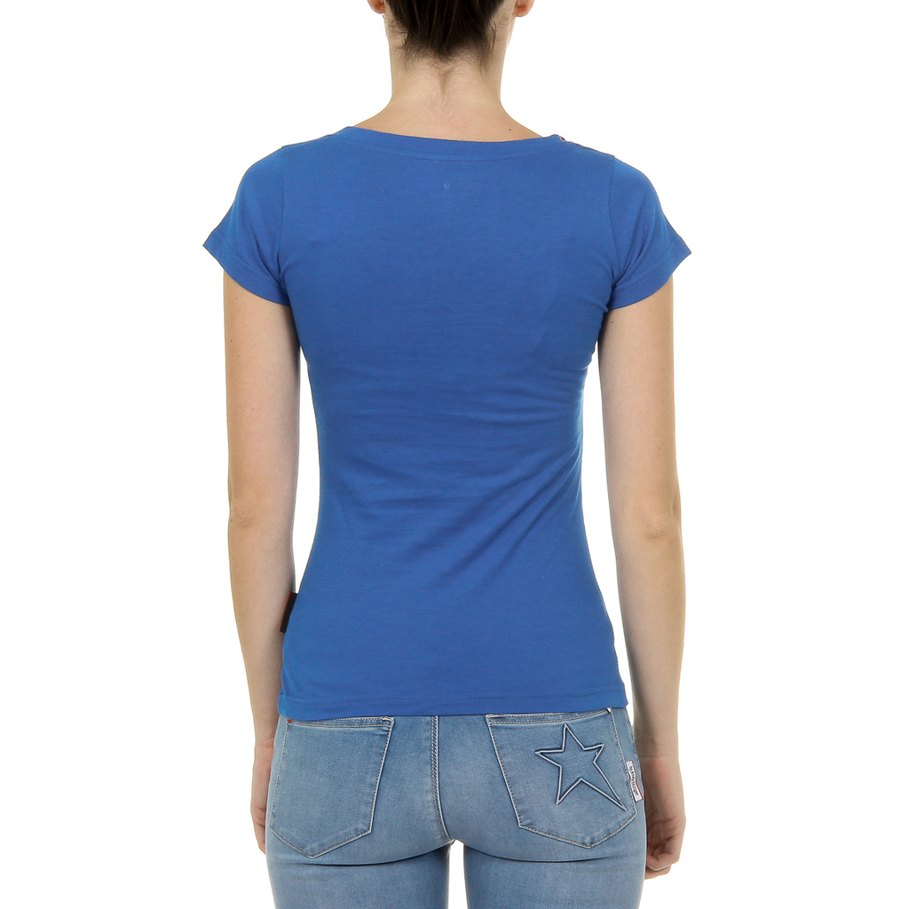 Andrew Charles T-shirt da donna a maniche corte con scollo a V blu TAPIWA