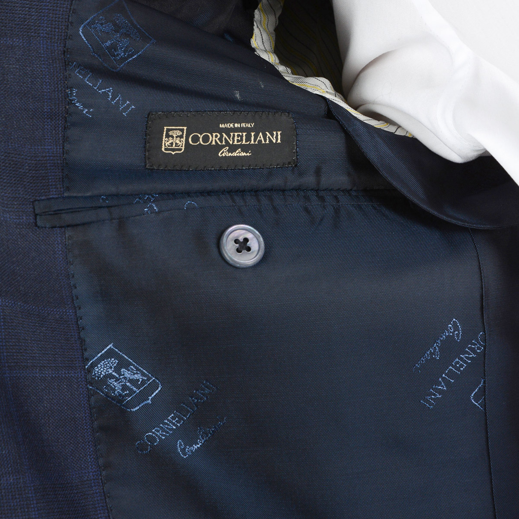 Abito da uomo Corneliani maniche lunghe blu scuro Super 110's