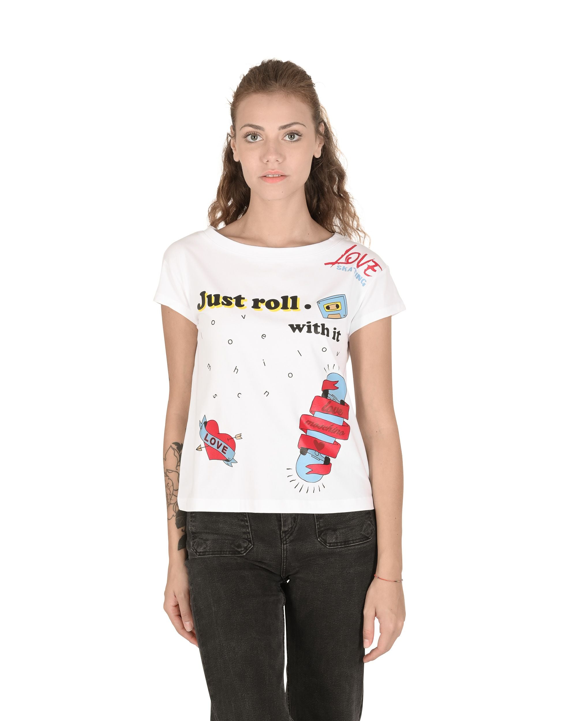 T-shirt da donna Love Moschino W 4 F30 3E E 1951 A00 BIANCO OTTICO