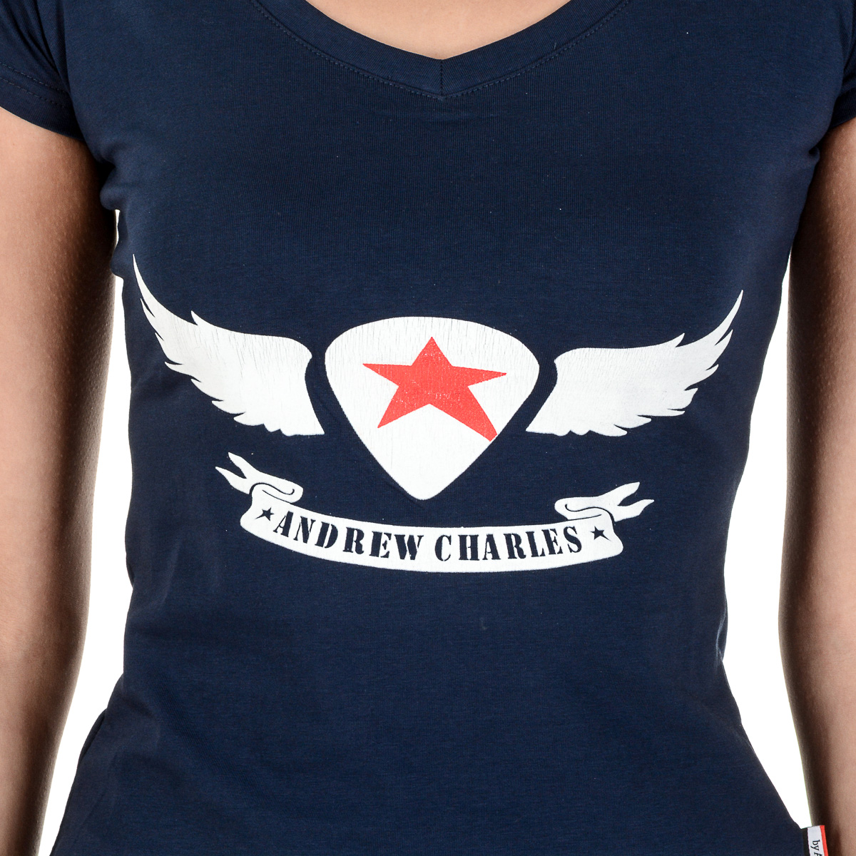 Andrew Charles T-shirt da donna a maniche corte con scollo a V blu TAPIWA