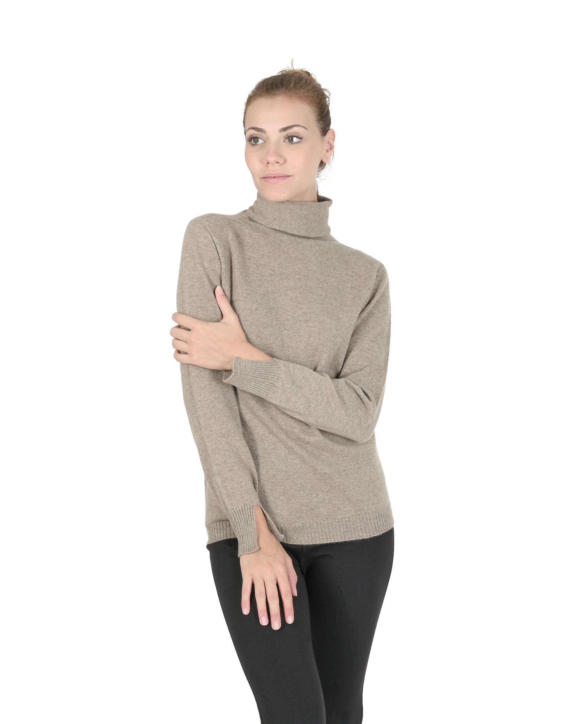 Maglione dolcevita da donna in cashmere Crown of Edinburgh COE 0023 ECRU