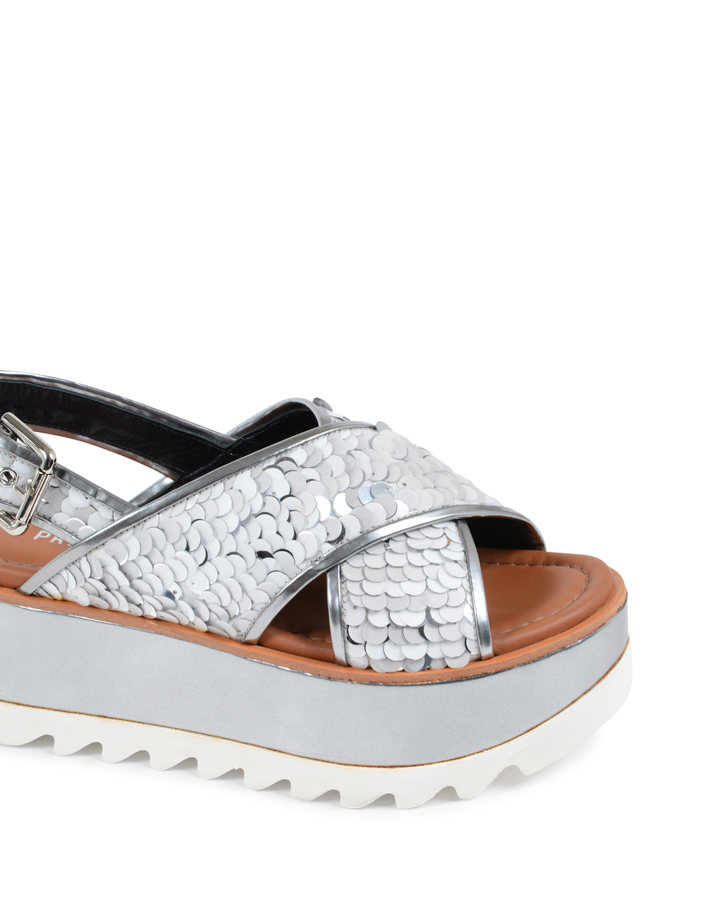 Sandalo con plateau da donna Premiata argento M4722 IRON SILVER