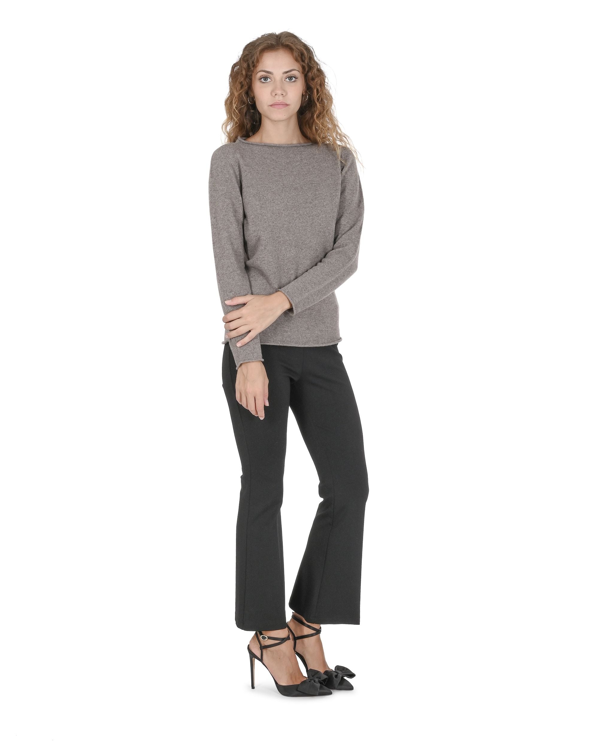 Maglione da donna con scollo a barca in cashmere Crown of Edinburgh COE 0025 TAUPE