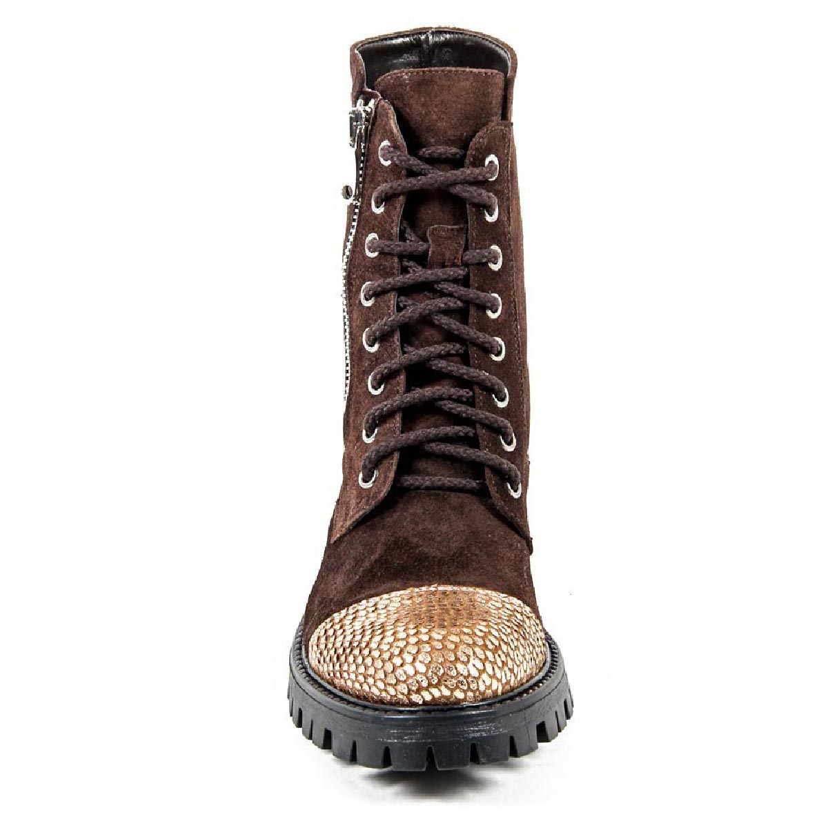 V 1969 Italia Womens Short Boot B1476 VELOUR TDM PITONE BRONZO