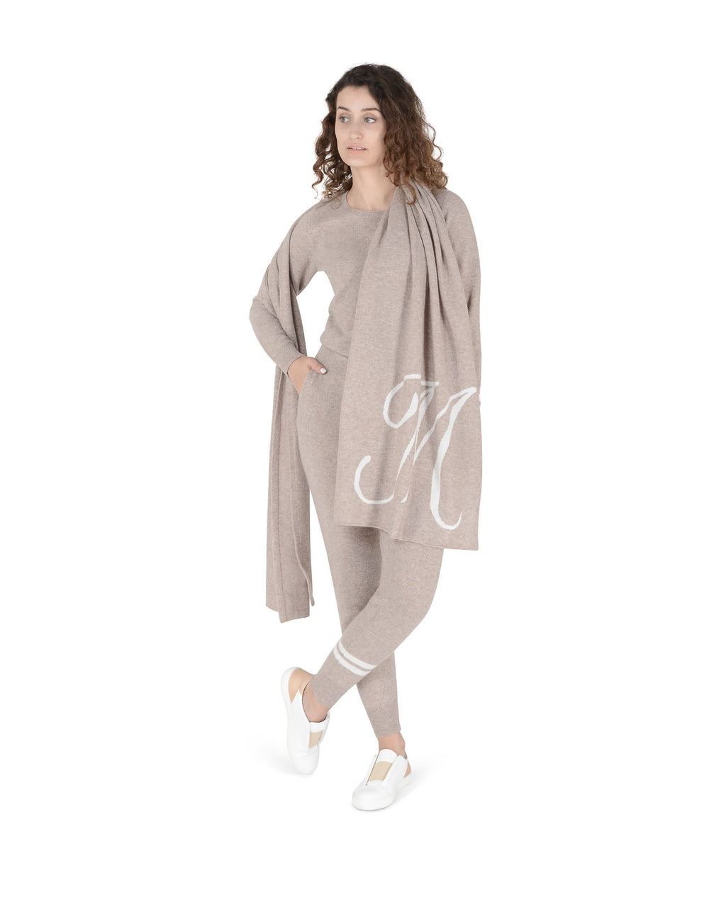 Sciarpa monogrammata Dee Ocleppo DEAN VILLAGE CAMEL M
