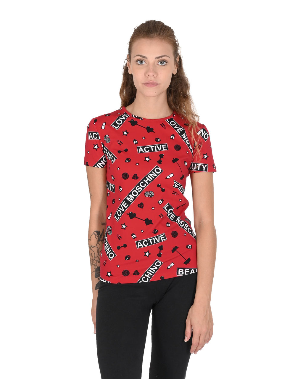 Love Moschino Womens T-Shirt W 4 H16 00 E 2166 0003 GYM FONDO ROSSO