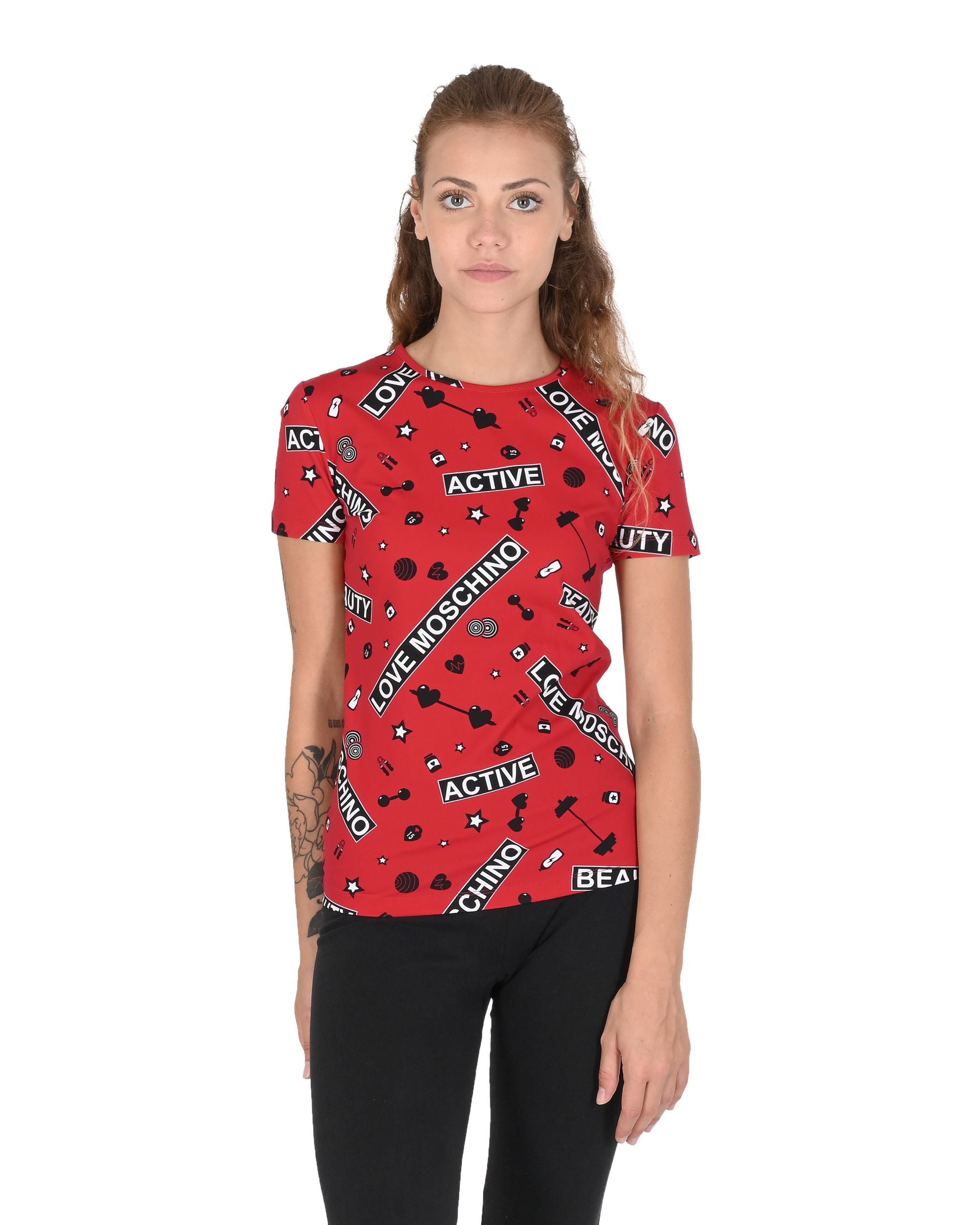Love Moschino Womens T-Shirt W 4 H16 00 E 2166 0003 GYM FONDO ROSSO