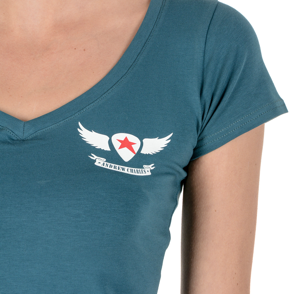 Andrew Charles T-shirt da donna a maniche corte con scollo a V verde TAPIWA