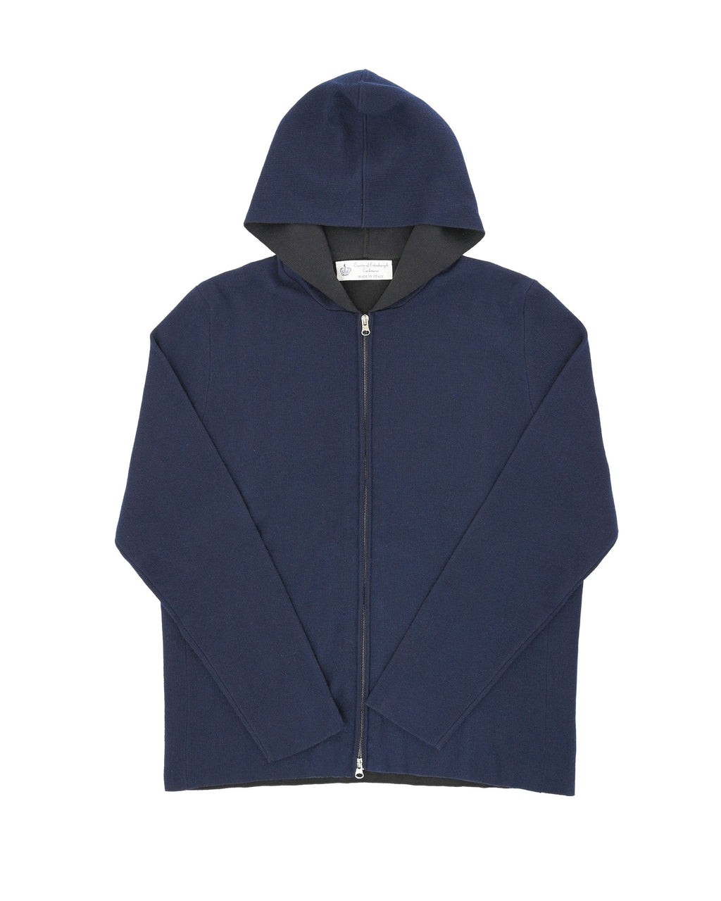 Felpa con cappuccio da uomo in cashmere Crown of Edinburgh COE 0055 NAVY