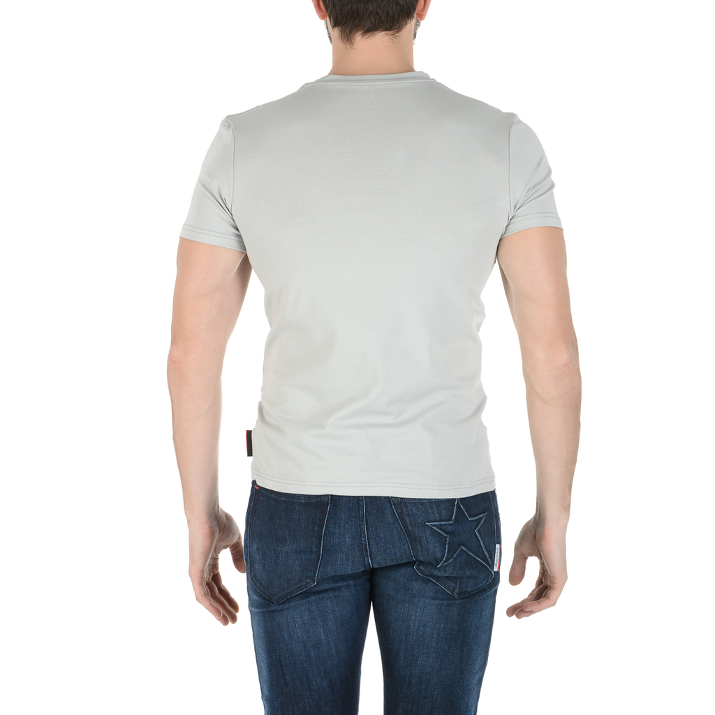 Andrew Charles T-shirt da uomo a maniche corte con scollo a V grigio chiaro KENAN