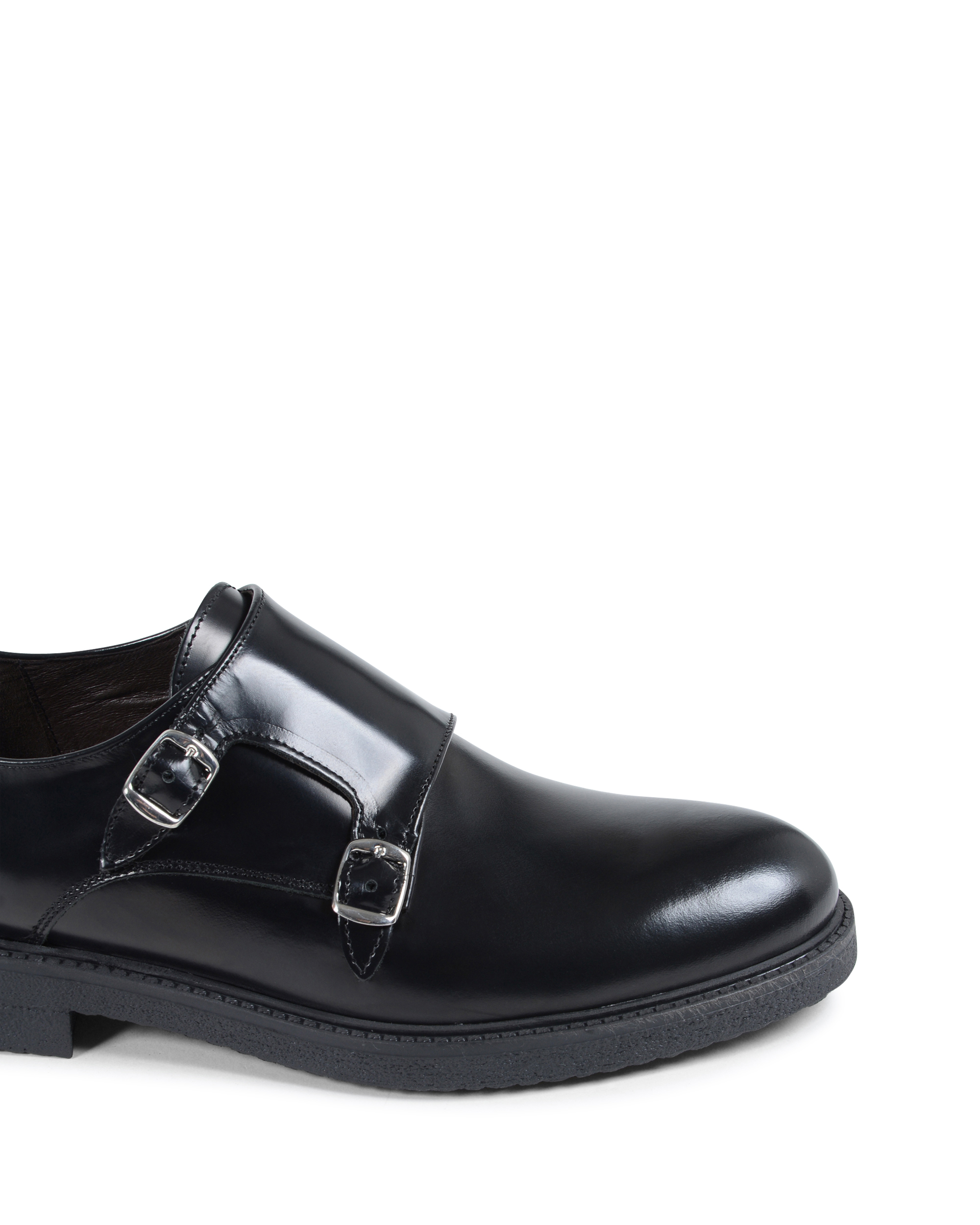 19V69 Italia Mens Double Buckle Shoe Black 1210 G ABRASIVATO NERO