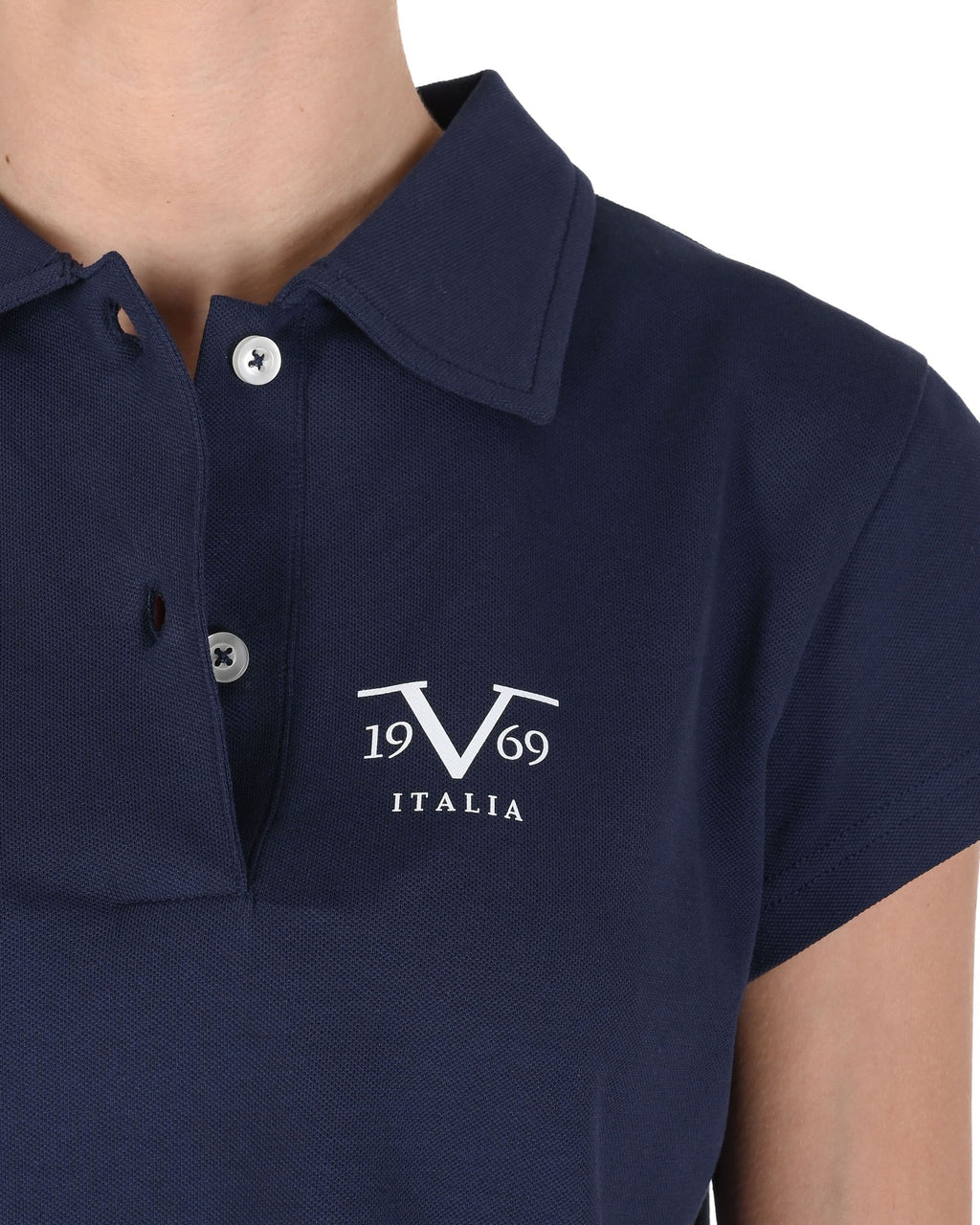 19V69 Italia Polo da donna in piqué corto VSC1WPL01 NAVY