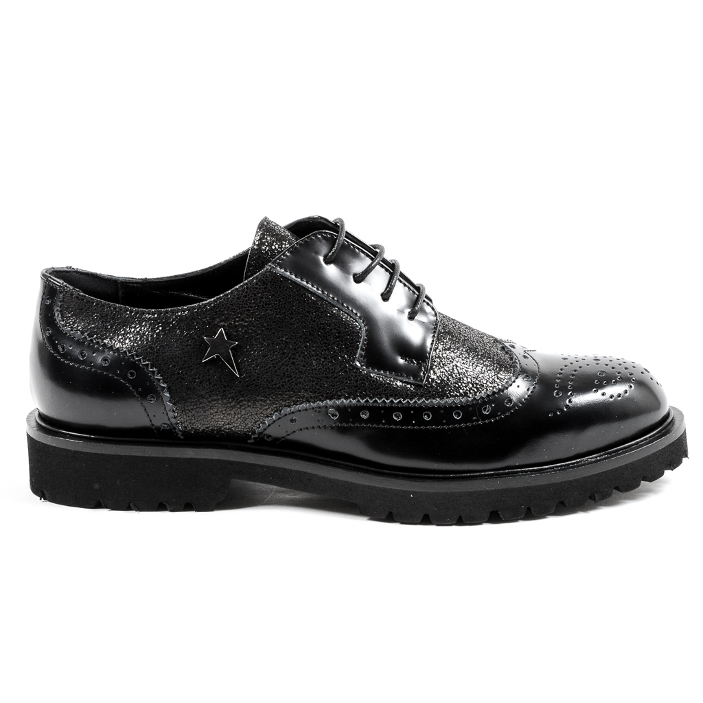 Andrew Charles Scarpe Oxford da donna nere COURTNEY