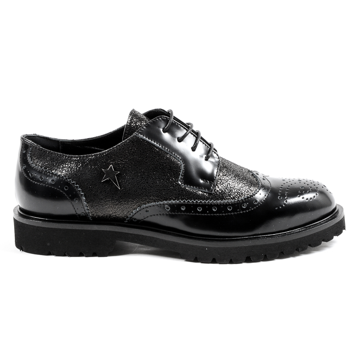Andrew Charles Scarpe Oxford da donna nere COURTNEY