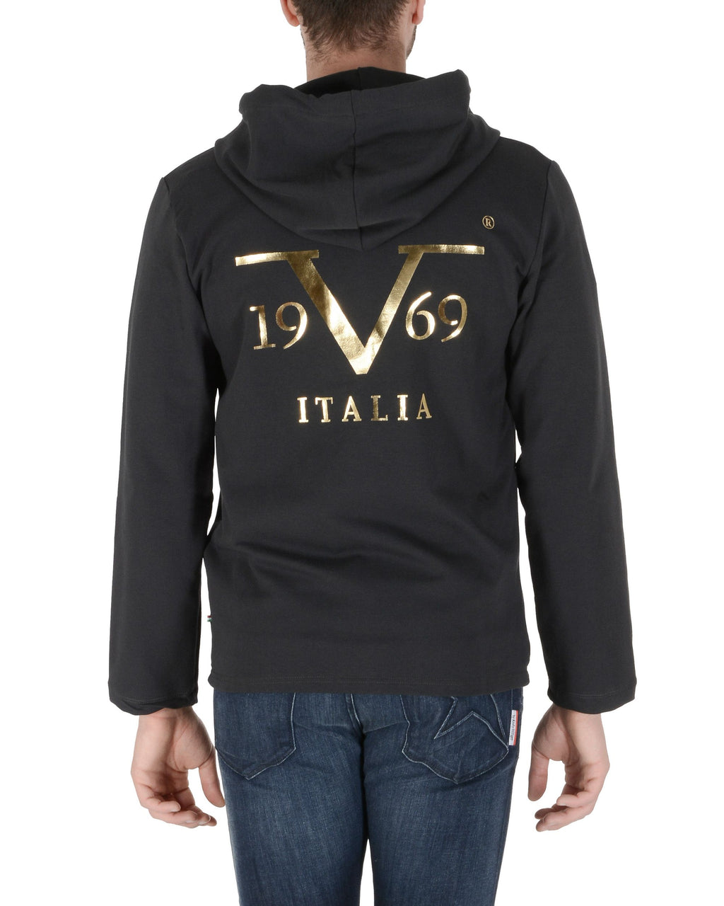 19V69 Italia Felpa con cappuccio da uomo grigio scuro THOMAS GRIGIO SCURO
