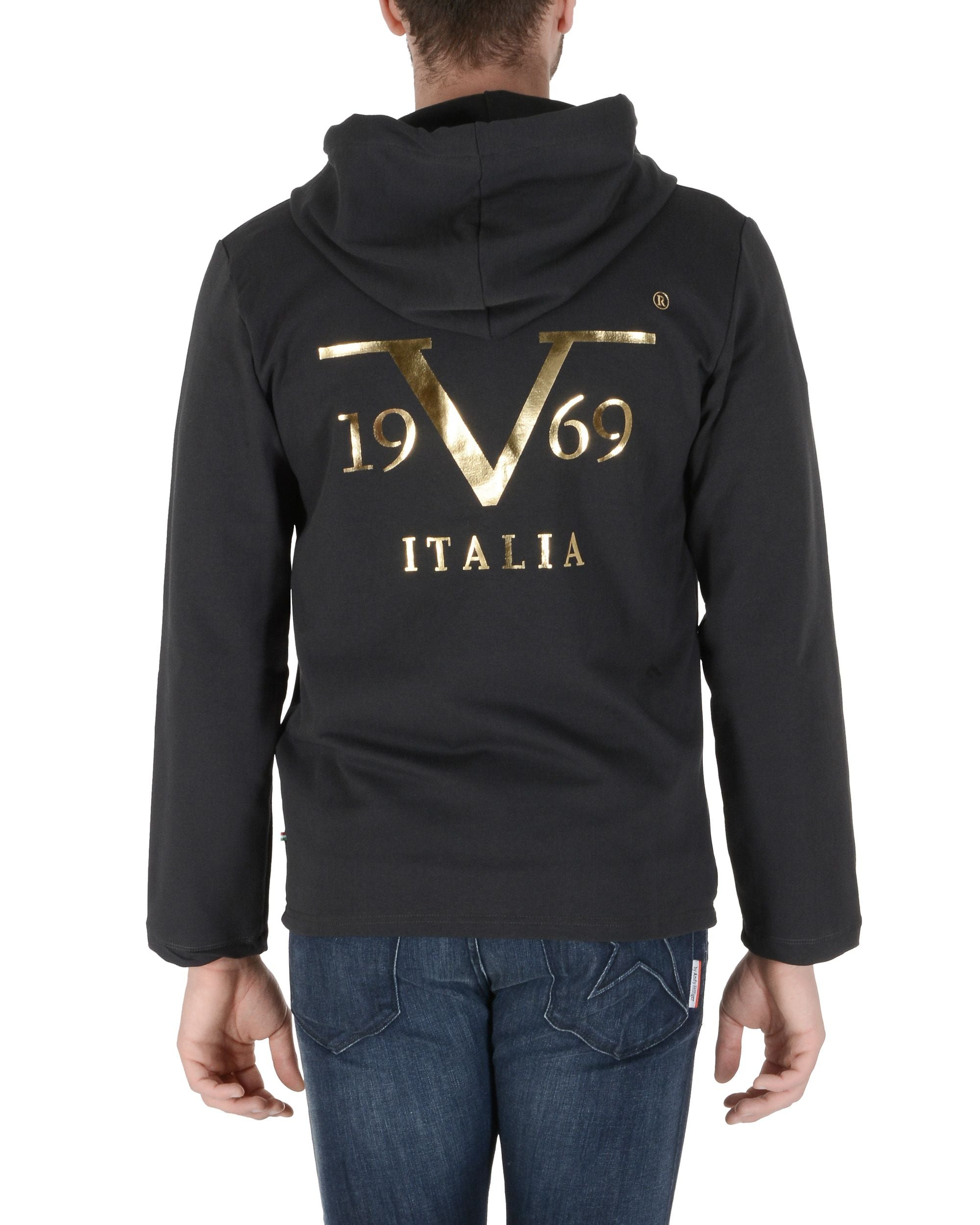 19V69 Italia Felpa con cappuccio da uomo grigio scuro THOMAS GRIGIO SCURO