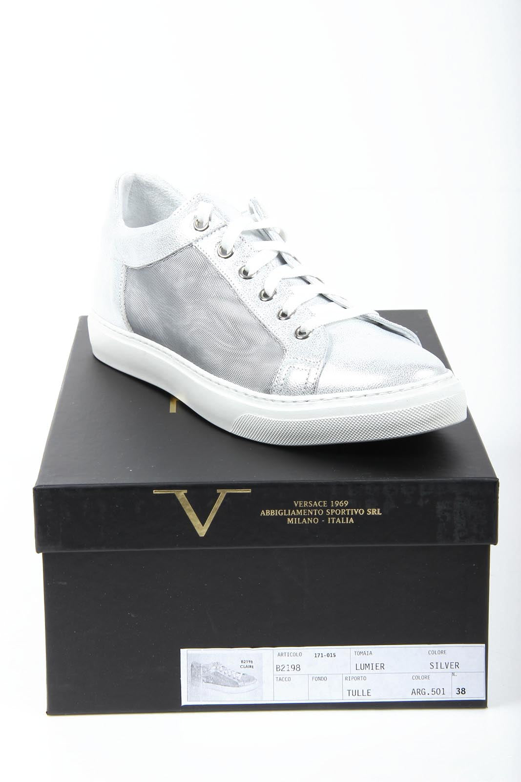 V 1969 Italia Sneakers da donna B2198 LUMIER SILVER TULLE ARG. 501