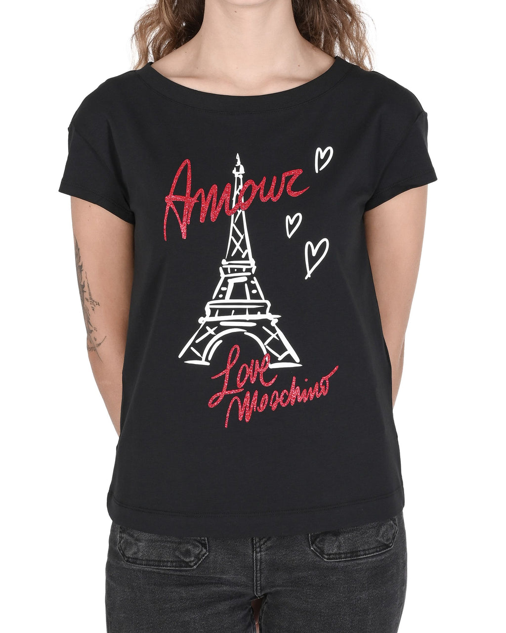 T-shirt da donna Love Moschino W 4 F30 2M E 2264 C74 NERO