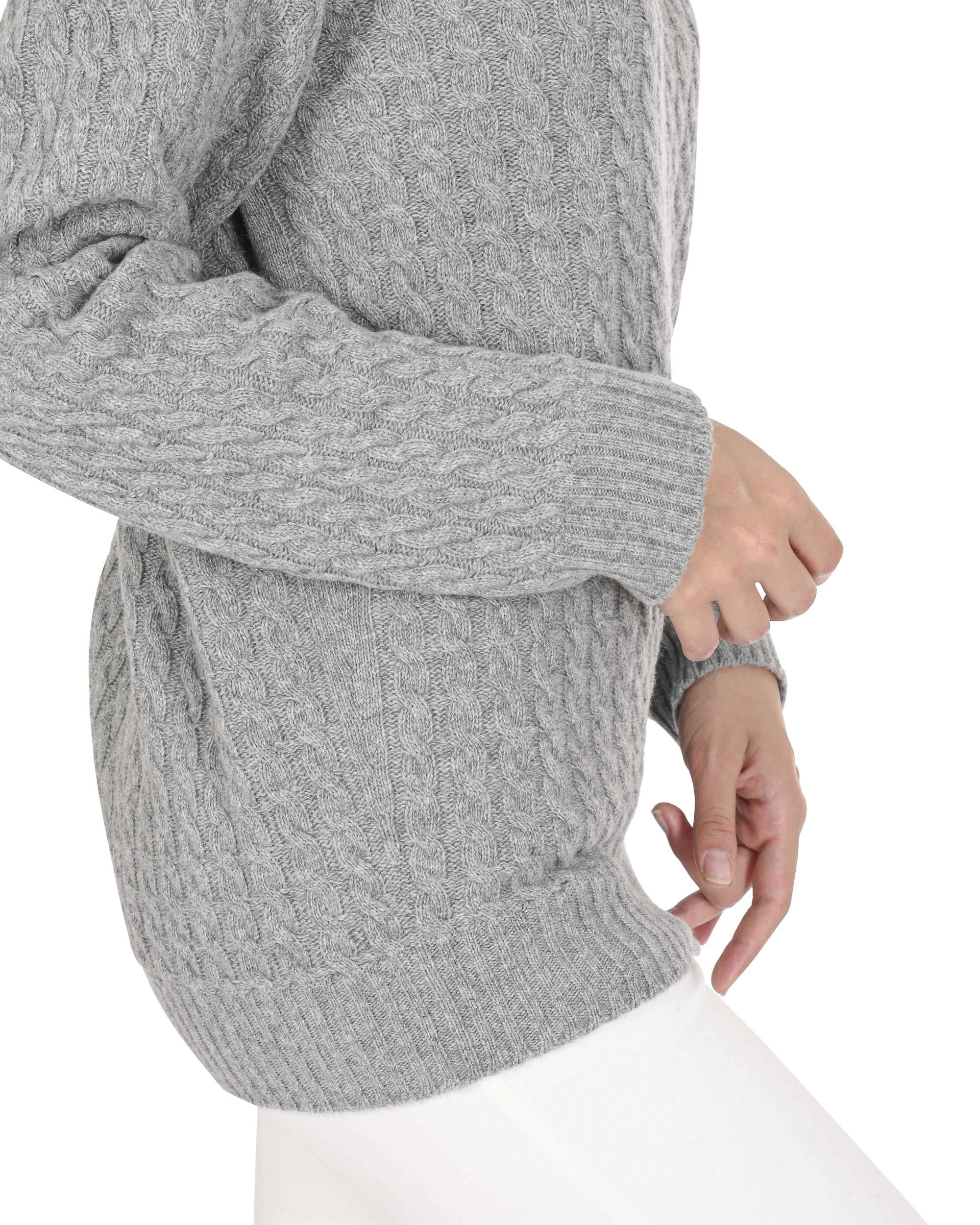 Maglione girocollo da donna in cashmere Crown of Edinburgh COE 0013 GRIGIO