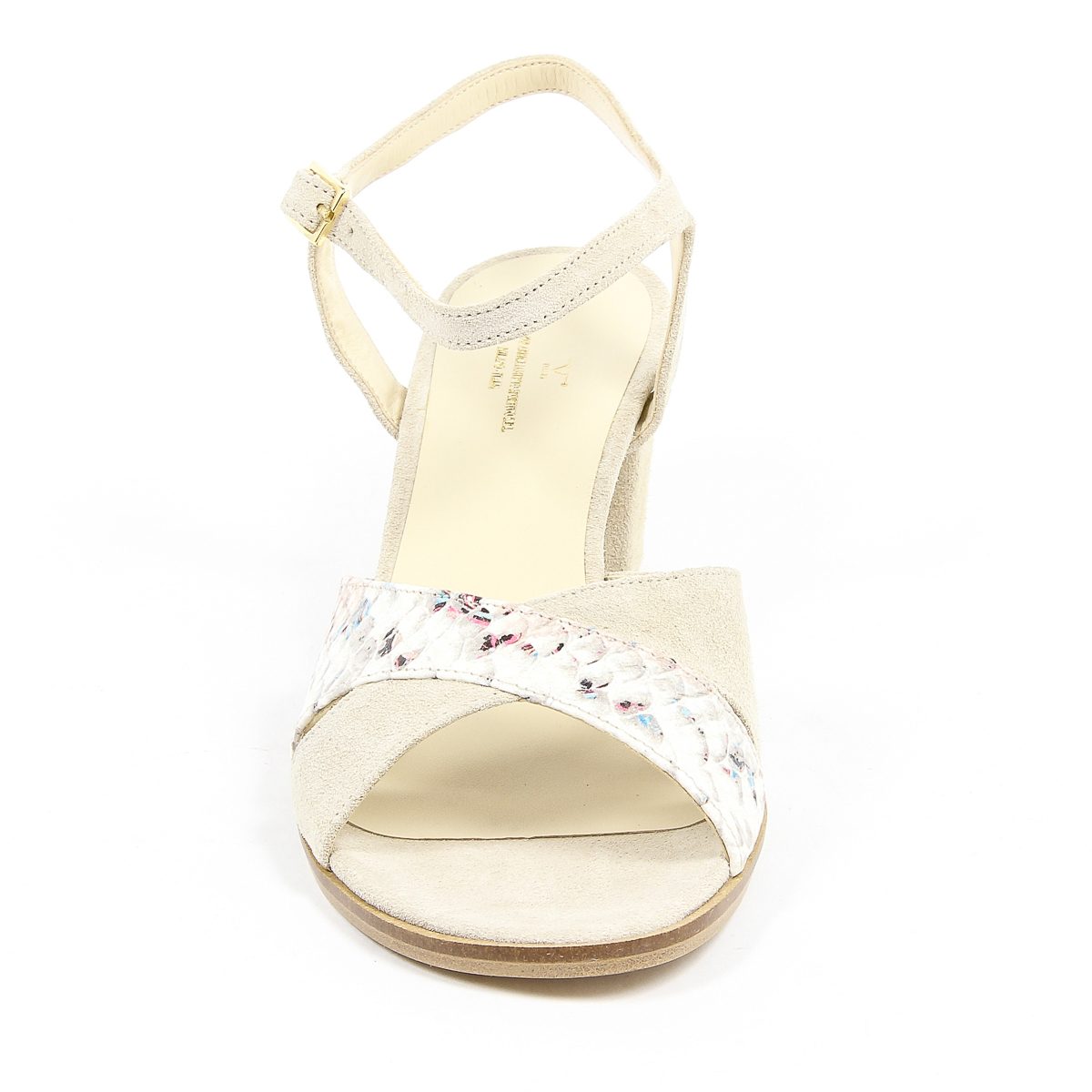 V 1969 Italia Sandalo con cinturino alla caviglia da donna Beige VERA