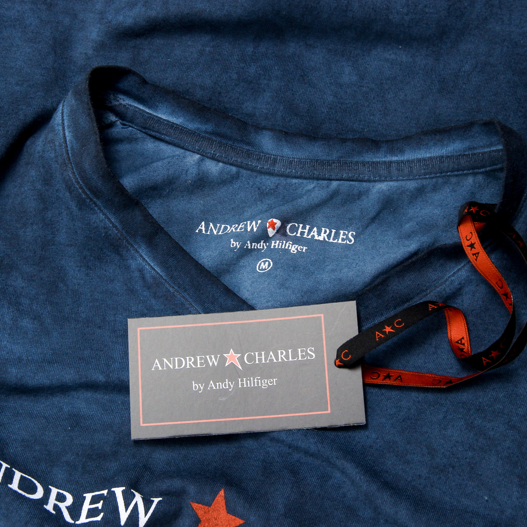 Andrew Charles T-shirt da uomo a maniche corte con scollo a V blu KOFI