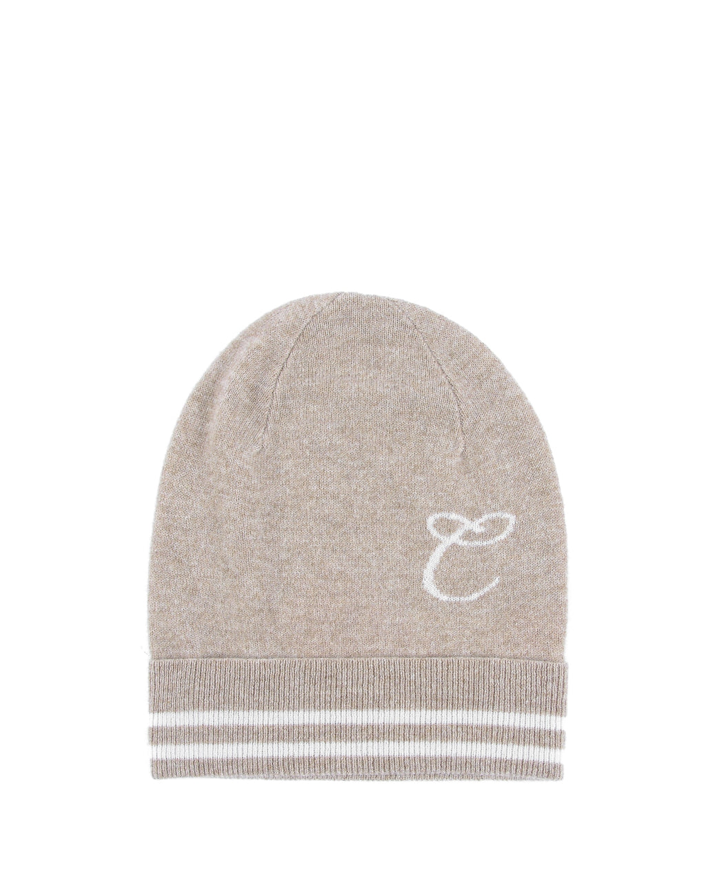 Berretto in cashmere con monogramma - Cammello