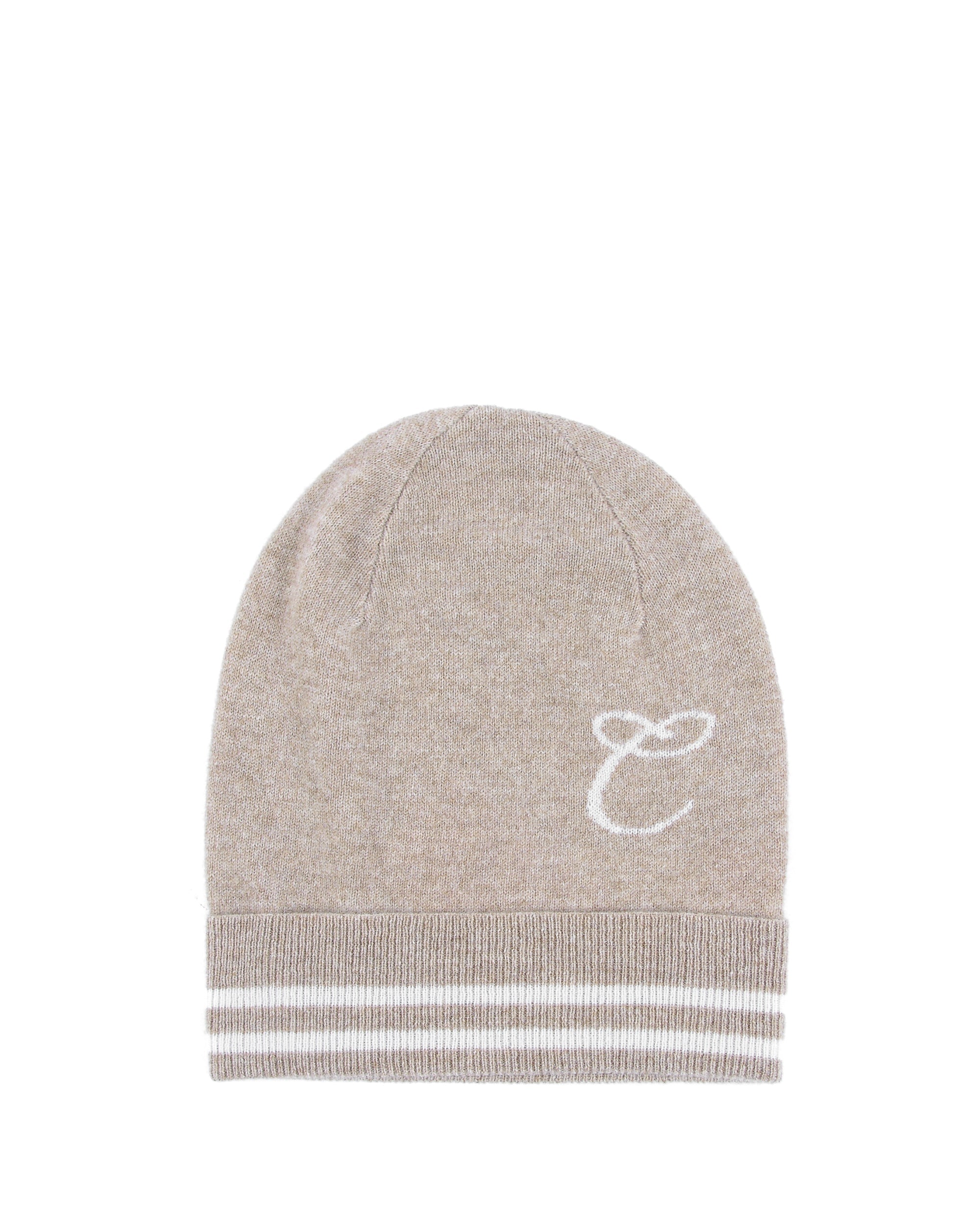 Berretto in cashmere con monogramma - Cammello