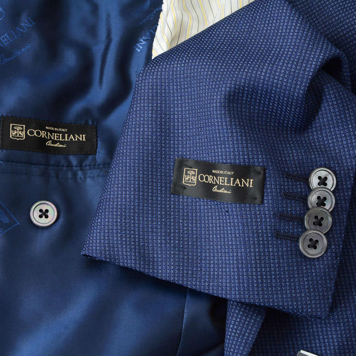Abito da uomo Corneliani maniche lunghe blu Super 110's