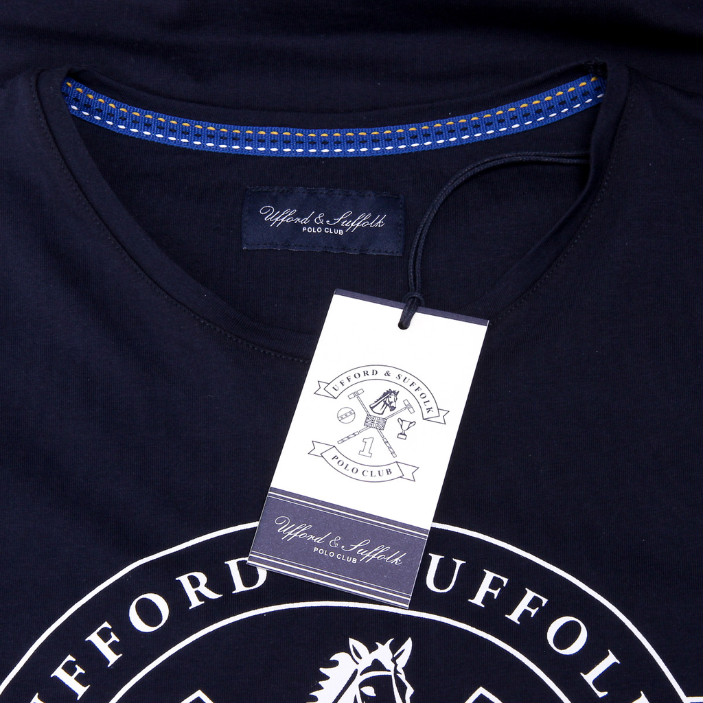 T-shirt da uomo Ufford & Suffolk Polo Club a maniche corte con scollo tondo US027 BLU NAVY