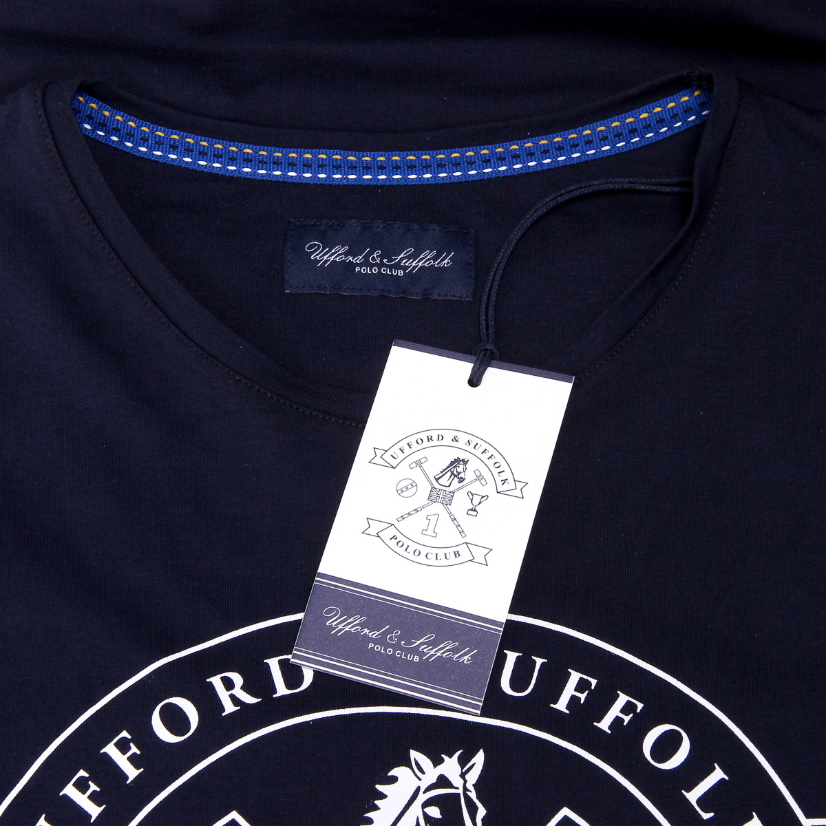 T-shirt da uomo Ufford & Suffolk Polo Club a maniche corte con scollo tondo US027 BLU NAVY