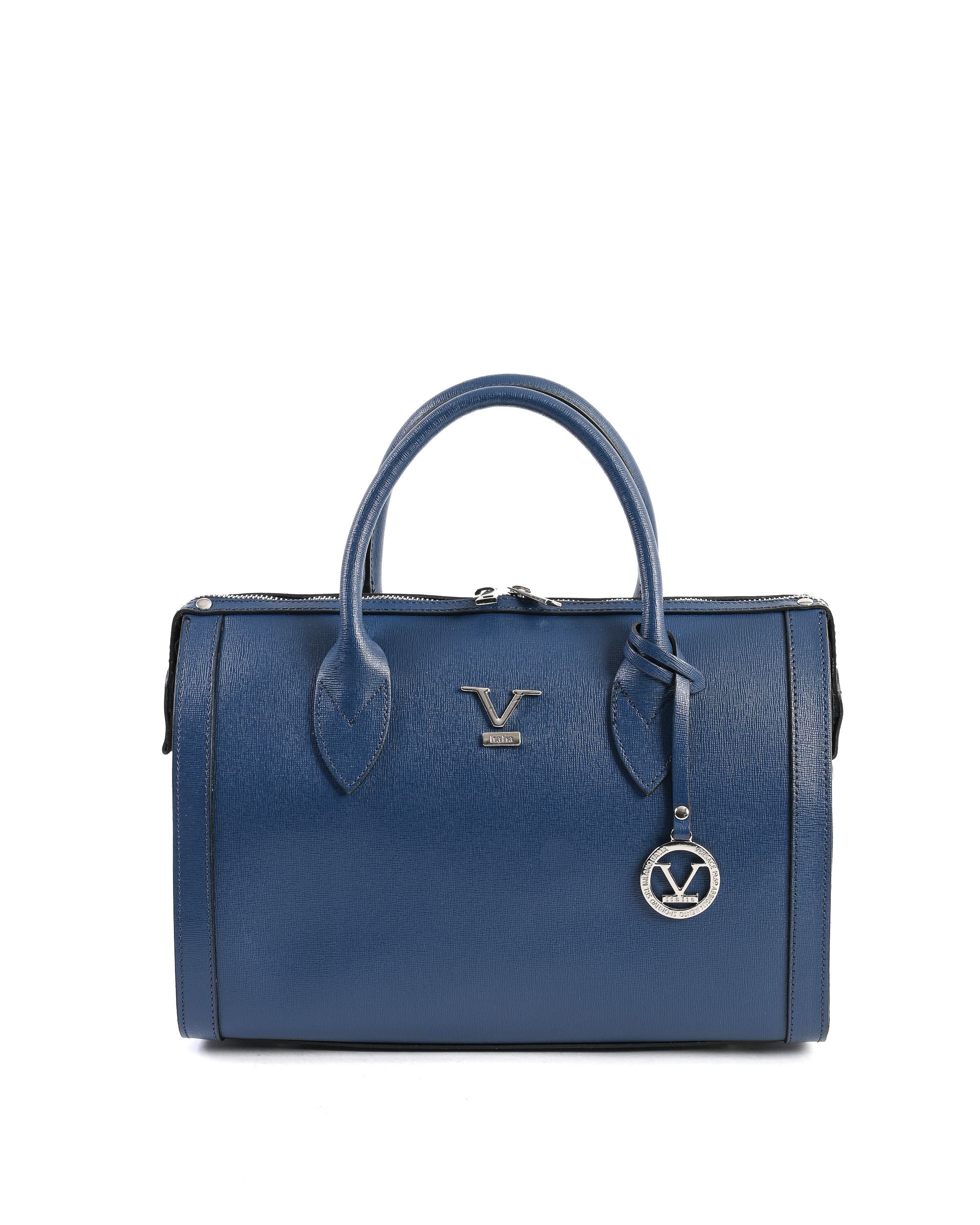 Borsa a mano da donna V Italia Blue Jeans V014-S SAFFIANO BLUE JEANS