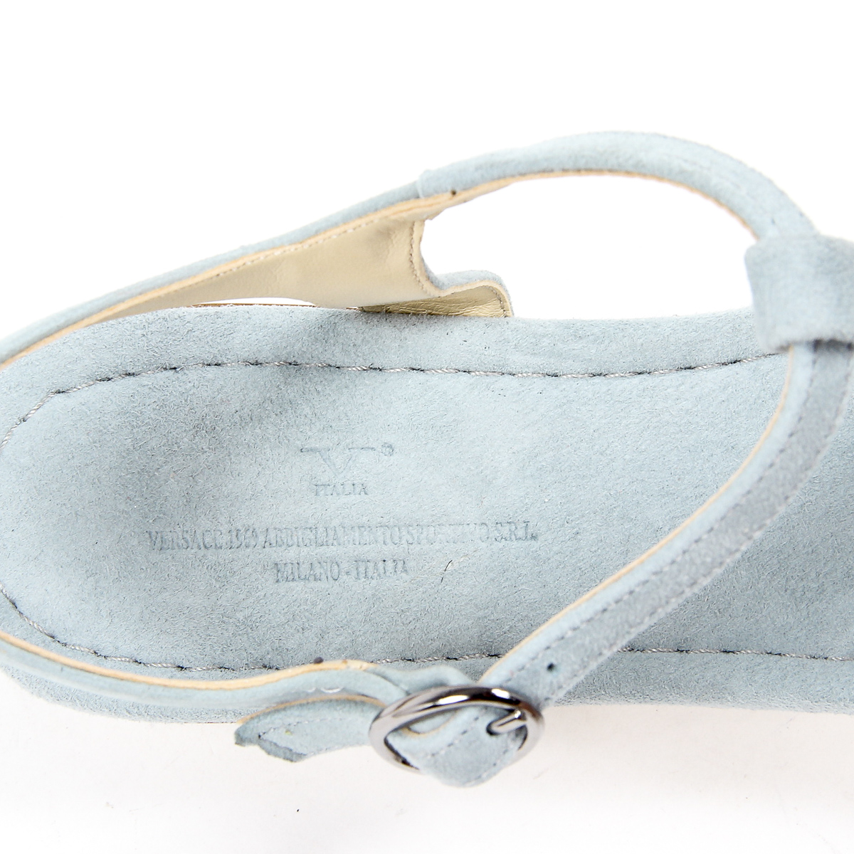 V 1969 Italia Sandalo piatto da donna azzurro GRAZIA