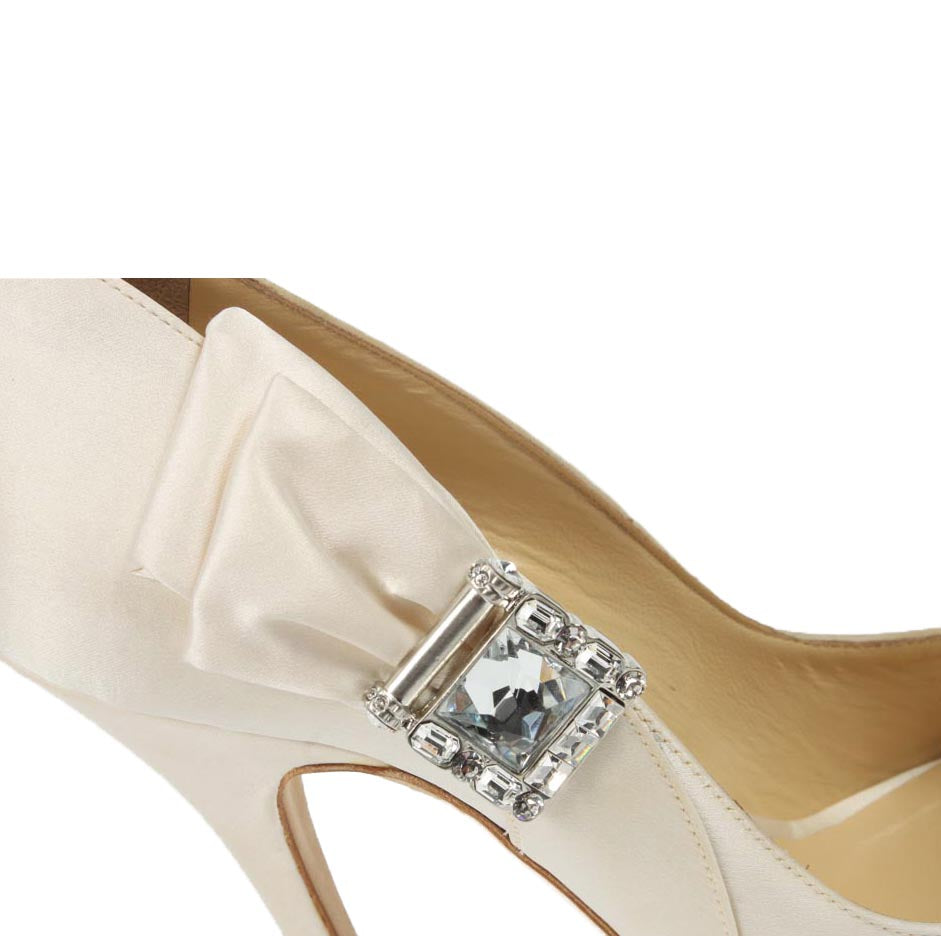 Jimmy Choo decollete punta aperta GRANT Satin Ivory
