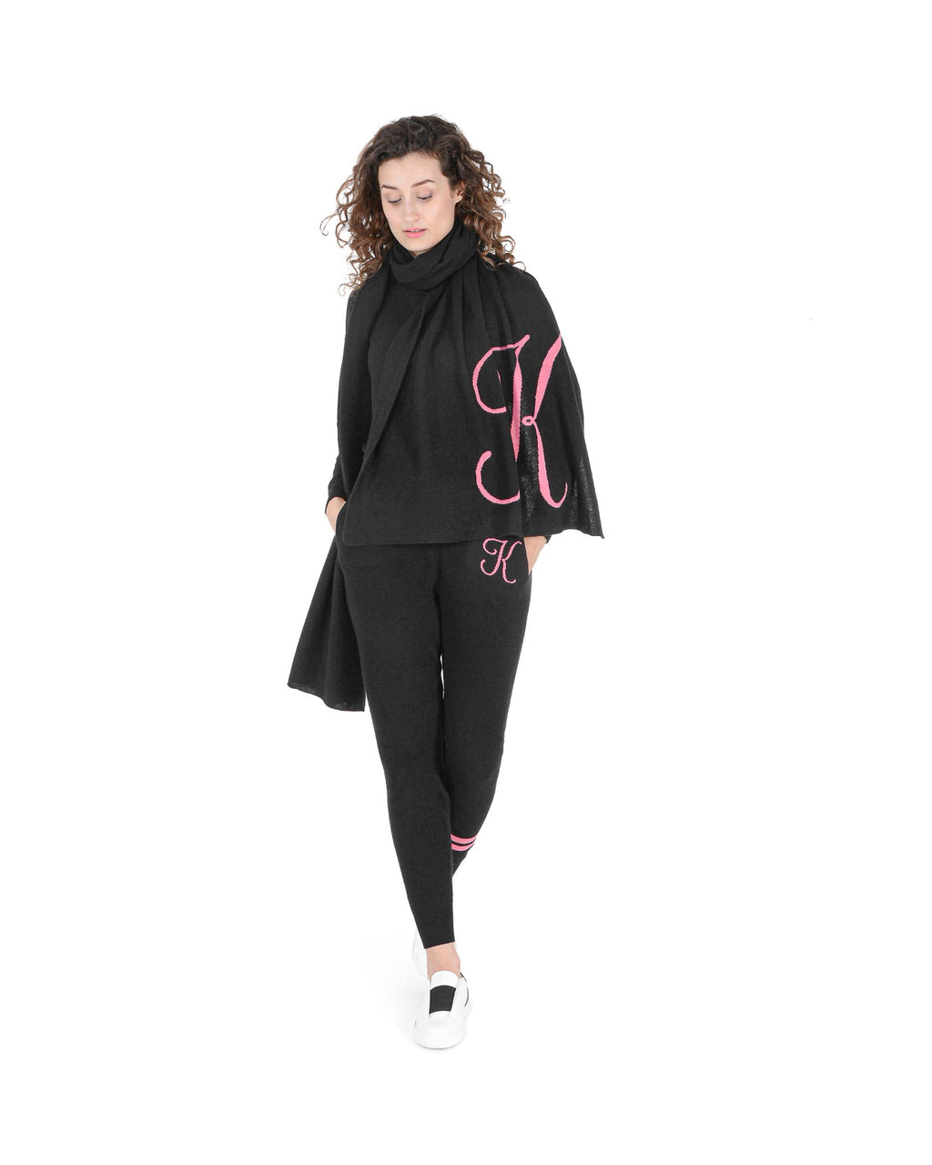 Sciarpa monogrammata Dee Ocleppo DEAN VILLAGE BLACK K
